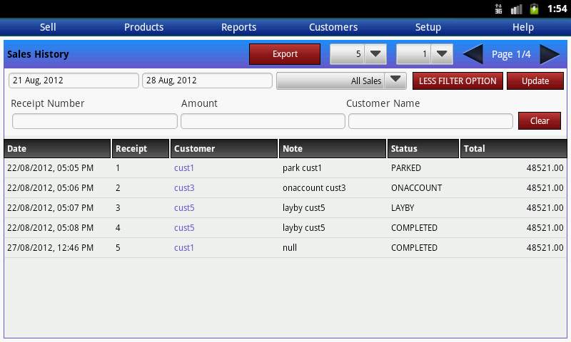 Bonrix RetailDesk history report