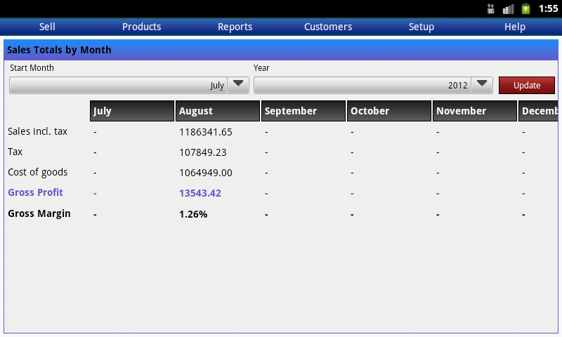 Bonrix RetailDesk sales by month report