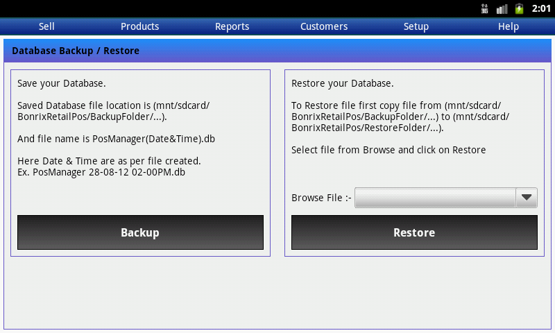 Bonrix RetailDesk store backup